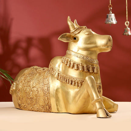 Brass Majestic Nandi Idol (20.5 Inch)