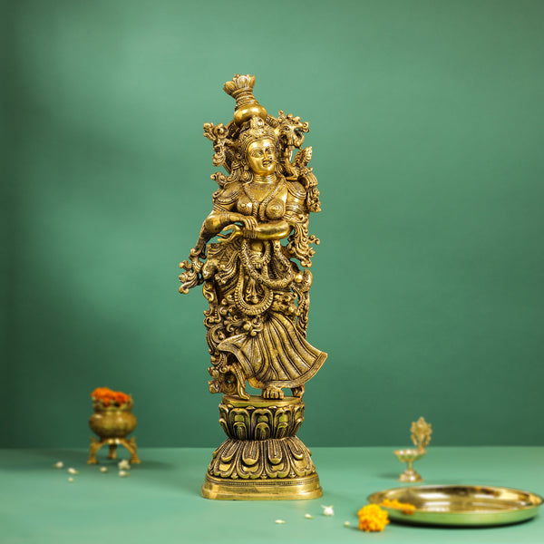 Brass Goddess Radha Statue (30 Inch)