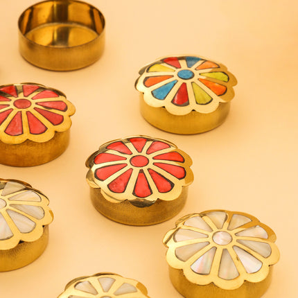 Brass Shell Flower Jewellery Box Pair (3 in 1)