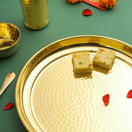Brass Hammered Thali , Bowl , Glass or Set