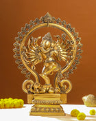 Brass Sixteen Armed Dancing Ganesha Idol (25.5 Inch)