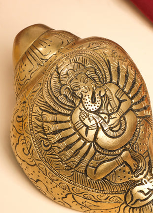 Brass Lord Ganesha Conch (3.2 Inch)