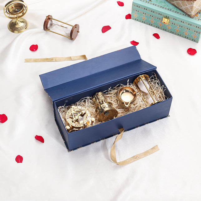 Brass Ashok Stambh , Compass , Clock & Diya Corporate Gift Hamper