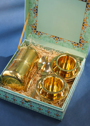 Brass Coffee Maker And Davara Set Gift Hamper