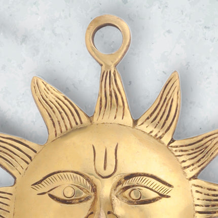 Brass Sun Face Wall Hanging (5 Inch)