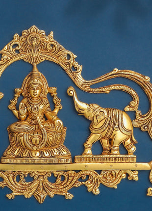 Brass Gaja Lakshmi Wall Hanging (11 Inch)