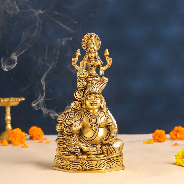 Brass Kuber And Lakshmi Idol (10.5 Inch)