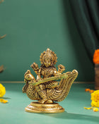 Brass Goddess Saraswati Idol (4.5 Inch)
