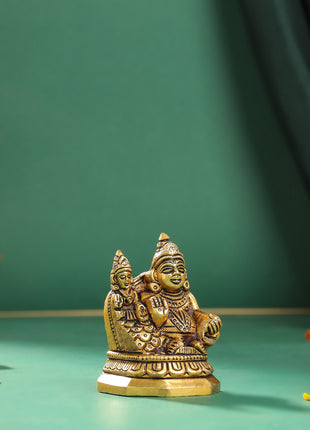 Brass Kuber And Lakshmi Idol (3 Inch)