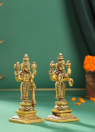 Brass Vishnu Lakshmi Set (4.5 Inch)