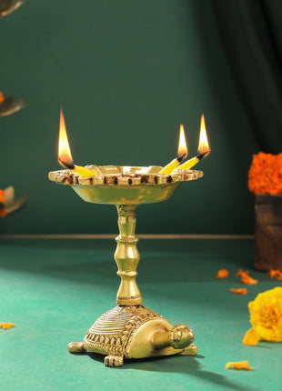 Brass Tortoise Oil Diya (4.2 Inch)