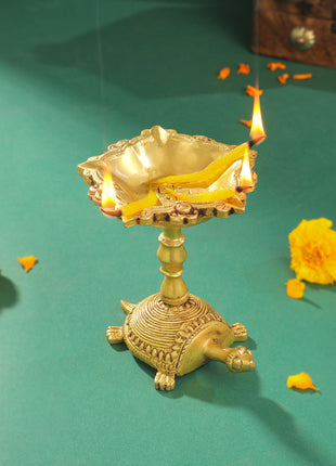 Brass Tortoise Oil Diya (4.2 Inch)