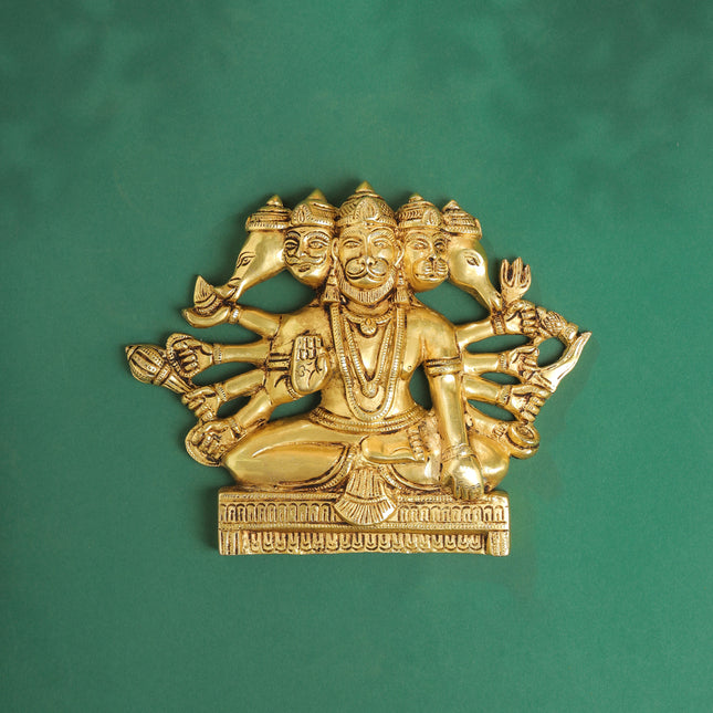 Brass Panchmukhi Hanuman Wall Hanging (6.2 Inch)