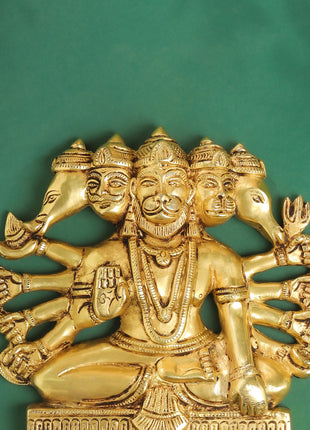 Brass Panchmukhi Hanuman Wall Hanging (7.5 Inch)