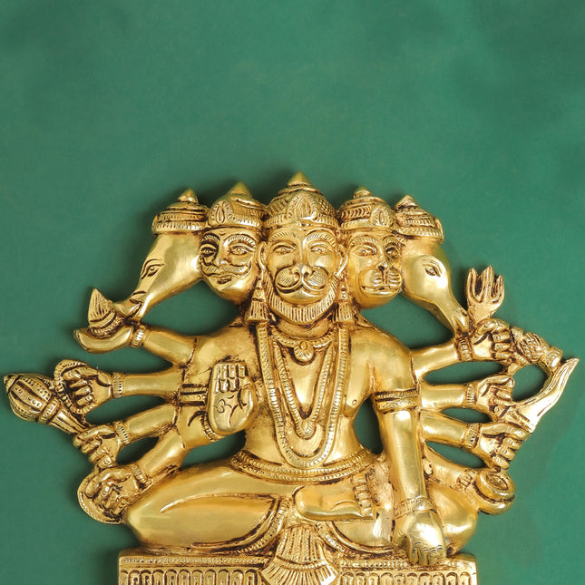Brass Panchmukhi Hanuman Wall Hanging (6.2 Inch)