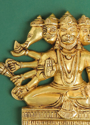 Brass Panchmukhi Hanuman Wall Hanging (7.5 Inch)
