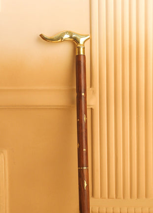 Brass Wooden Walking Stick (37 Inch)