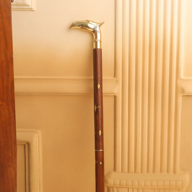Brass Wooden Walking Stick (37 Inch)