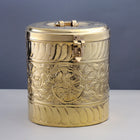 Brass Storage Container With Flower Pattern (11 Inch)