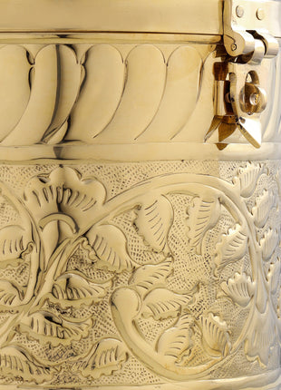 Brass Storage Container With Flower Pattern