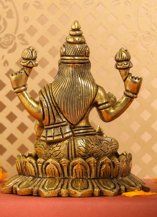 Brass Superfine Lotus Goddess Lakshmi Idol (5.5 Inch)