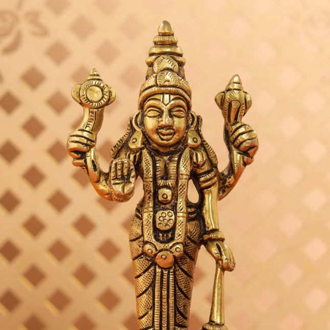 Brass Lord Vishnu Idol (5.2 Inch)