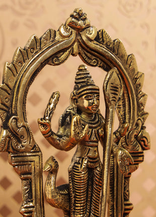 Brass Lord Murugan/Kartikeya Frame Idol (6.5 Inch)