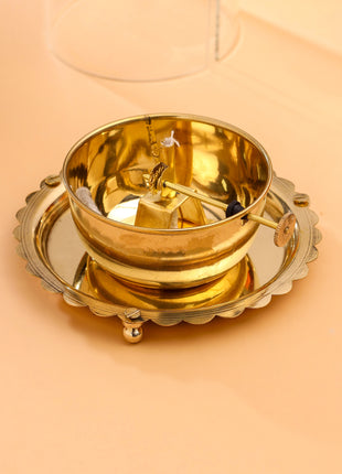 Brass Glass Akhand Jyoti Diya (4.5 Inch)