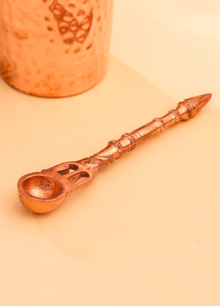 Copper Pooja Panchpatra and Spoon charnamrit Set