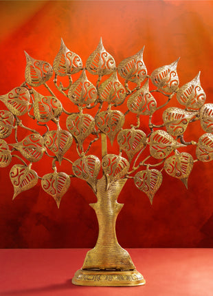 Brass Handcarved Kalpvriksha Tree Idol (10.5")
