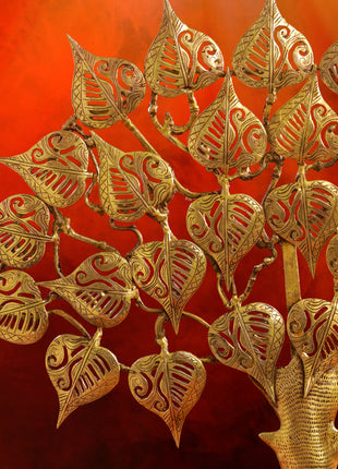 Brass Handcarved Kalpvriksha Tree Idol (10.5")