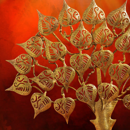 Brass Handcarved Kalpvriksha Tree Idol (10.5")
