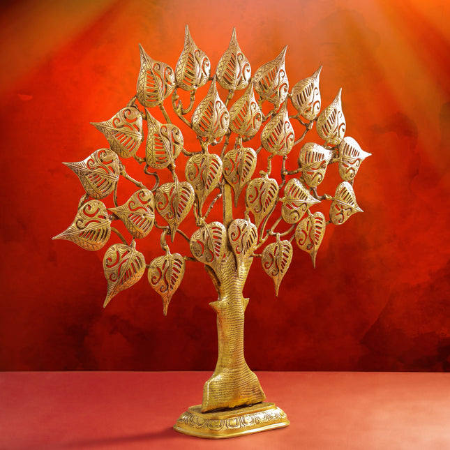 Brass Handcarved Kalpvriksha Tree Idol (31 Inch)