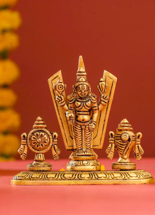 Brass Balaji, Shankh Chakra And Namah Showpiece (3.5 Inch)