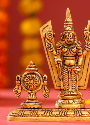 Brass Balaji, Shankh Chakra And Namah Showpiece (3.5 Inch)