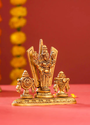 Brass Balaji, Shankh Chakra And Namah Showpiece (3.5 Inch)