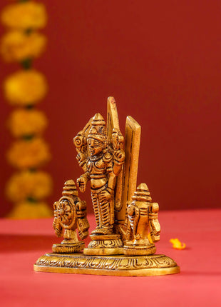 Brass Balaji, Shankh Chakra And Namah Showpiece (3.5 Inch)