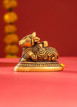 Brass Sitting Shiva Nandi Idol (2.5 Inch)