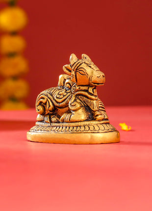 Brass Sitting Shiva Nandi Idol (2.5 Inch)