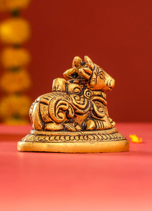 Brass Sitting Shiva Nandi Idol (2.5 Inch)