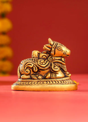 Brass Sitting Shiva Nandi Idol (2.5 Inch)