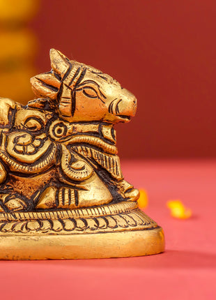 Brass Sitting Shiva Nandi Idol (2.5 Inch)