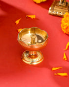 Brass Akhand Flower Diya (2 Inch)