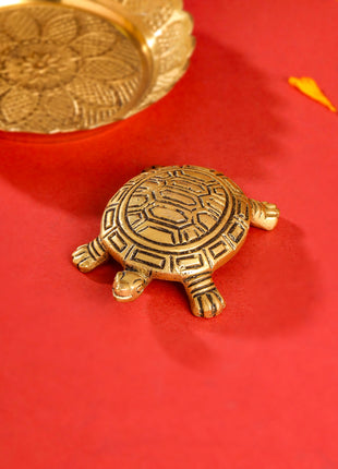 Brass Tortoise With Plate Set