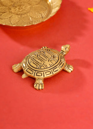 Brass Tortoise With Plate Set