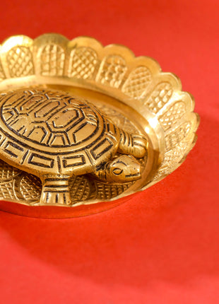 Brass Tortoise With Plate Set