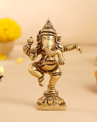 Brass Dancing Ganesha Idol (4 Inch)