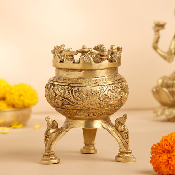 Brass Gangla Kalash With Stand (4.5 Inch)