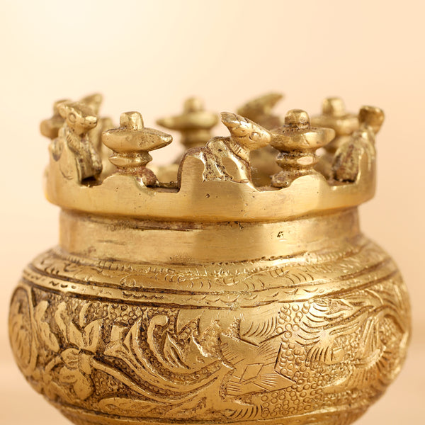 Brass Gangla Kalash With Stand (4.5 Inch)