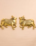 Brass Kamdhenu Cow Wall Hanging Set (7 Inch)